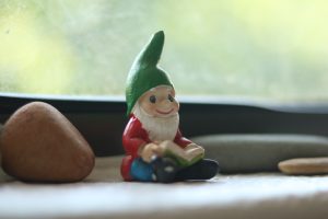 a small gnome on a table